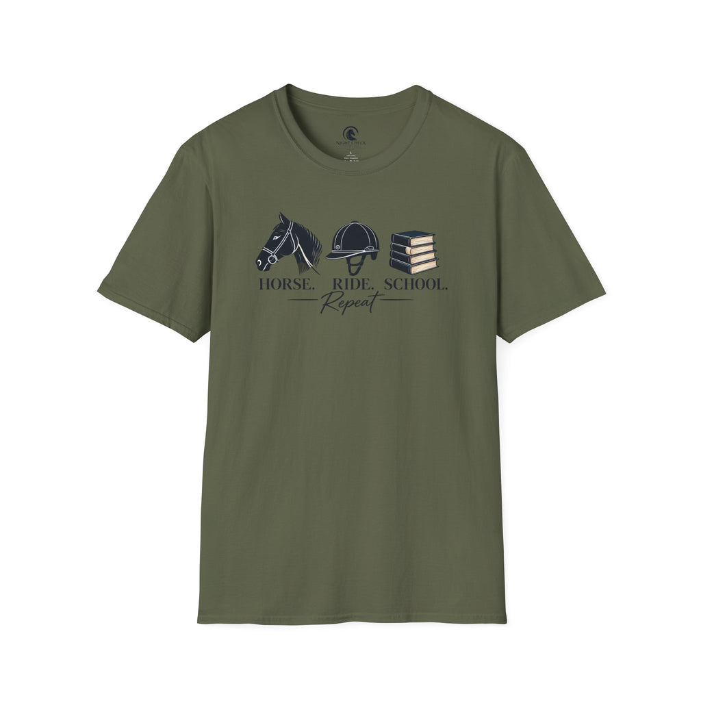 Horse Ride School Repeat Helmets T-Shirt