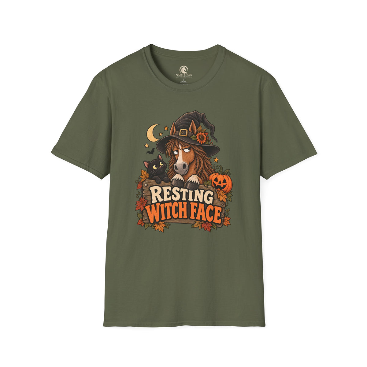 Resting Witch Face Horse Halloween T-Shirt