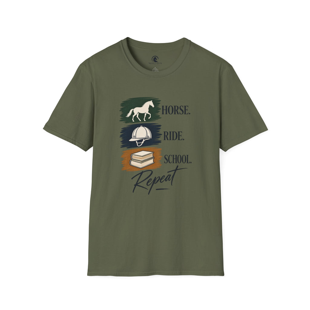 Horse Ride School Repeat Saddle Pad T-Shirt