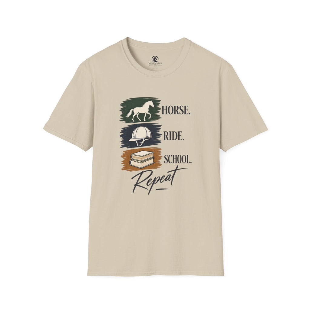 Horse Ride School Repeat Saddle Pad T-Shirt
