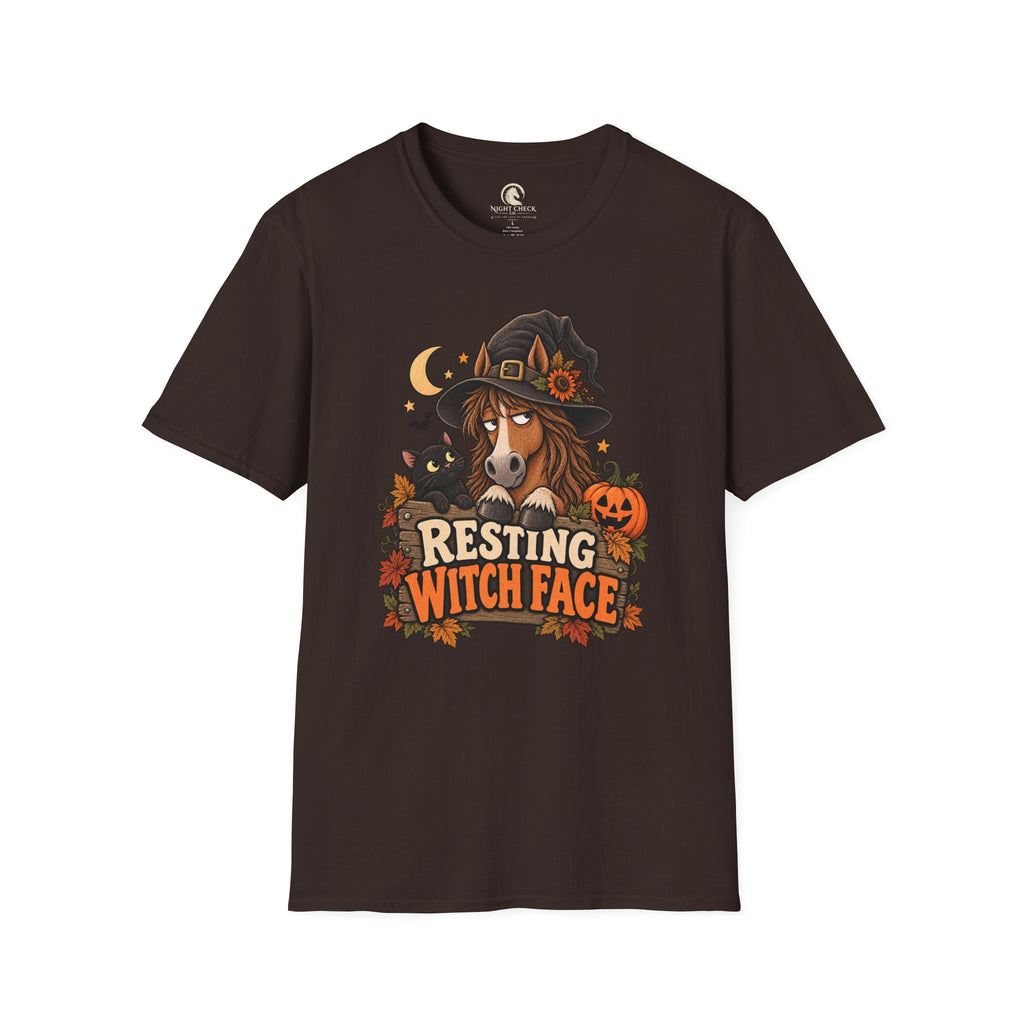 Resting Witch Face Horse Halloween T-Shirt