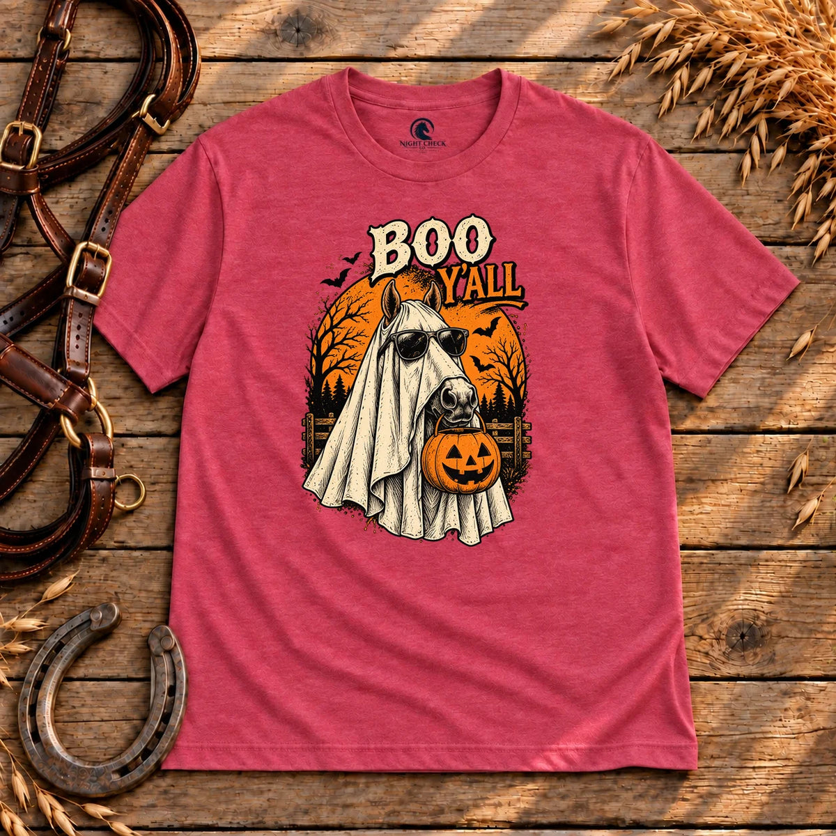 Boo Y'all Ghost Horse Halloween T-Shirt