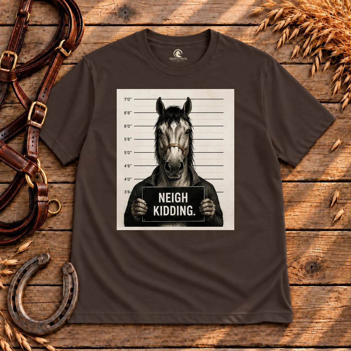 Neigh Kidding Mugshot Funny Horse T-Shirt